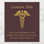 Golden Double Snake Caduceus Weinetikett (Einzelnes Label)