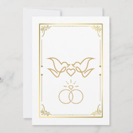 Golden Doves & Rings - Elegante Einladung zur Hoch