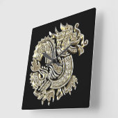 Golden Dragon Black and Gold Elegant Quadratische Wanduhr (Winkel)