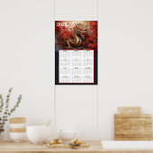 Golden Dragon Calendar 2026 – Autumn Fire Poster (Küche)