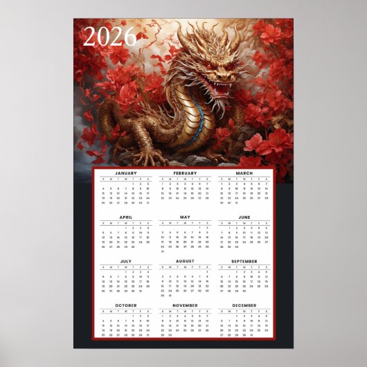 Golden Dragon Calendar 2026 – Autumn Fire Poster (Vorne)