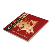 Golden Dragon Circle on Tile Fliese (Seite)