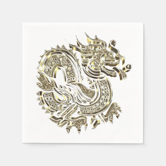Golden Dragon Elegantes Imitat Gold Foil Logo Serviette (Vorderseite)