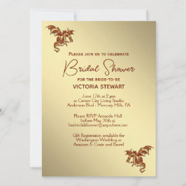 Golden Dragon Fantasy Bridal Dusche Einladung