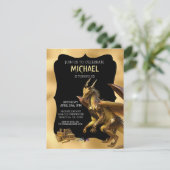 Golden Dragon Fantasy Einladung zum Geburtstag (Stehend Vorderseite)