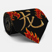 Golden Dragon Fire - Black Gold Red - Single Side Krawatte (Gerollt)