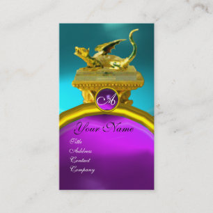 GOLDEN DRAGON GEM MONOGRAM, blauer lila Amethyste Visitenkarte