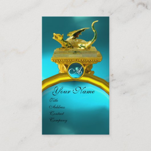 GOLDEN DRAGON GEM MONOGRAM, gelb-blau Saphir Visitenkarte (Vorderseite)