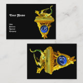 GOLDEN DRAGON GEM MONOGRAM, gelb, schwarz, blau Visitenkarte (Vorne/Hinten)