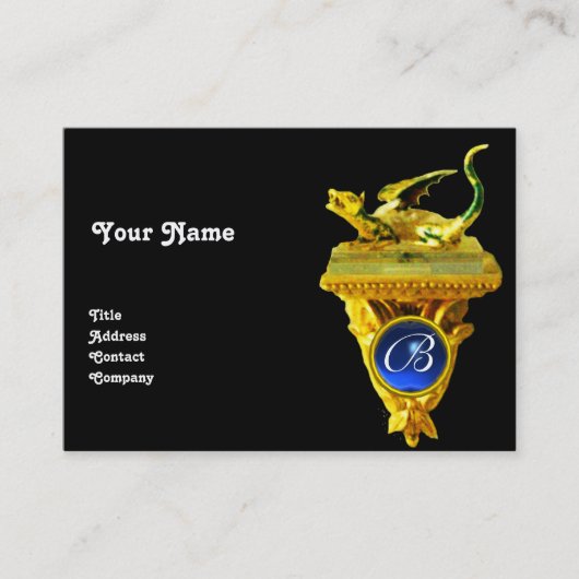 GOLDEN DRAGON GEM MONOGRAM, gelb, schwarz, blau Visitenkarte (Vorderseite)