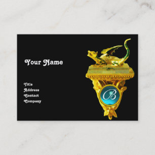 GOLDEN DRAGON GEM MONOGRAM, gelb, schwarz, blau Visitenkarte