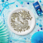 Golden Dragon Imitats Gold Foil Logo Pappteller (Party)