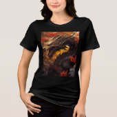 Golden Dragon in Fiery Autumn Canyon Tri-Blend Shirt (Vorderseite)