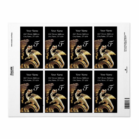 GOLDEN DRAGON IN SCHWARZ-ROT-RUBY-Monogramm (Vorne)