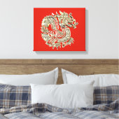 Golden Dragon Logo Elegante Dekorative Rote Gold Leinwanddruck (Insitu (Schlafzimmer))