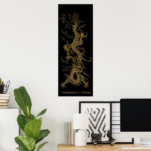 Golden Dragon Long Art Poster (Heimbüro)