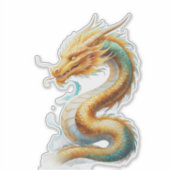 Golden Dragon Majesty Custom-Cut Vinyl Sticker (Vorderseite)
