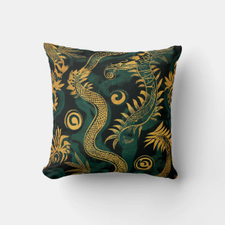 Golden Dragon Pattern Pillow Kissen