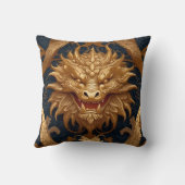 Golden Dragon Portrait on Deep Blue Kissen (Rückseite)