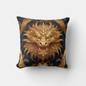 Golden Dragon Portrait on Deep Blue Kissen (Vorderseite)