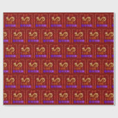 Golden Dragon Rising deep red Geschenkpapier (Flach)