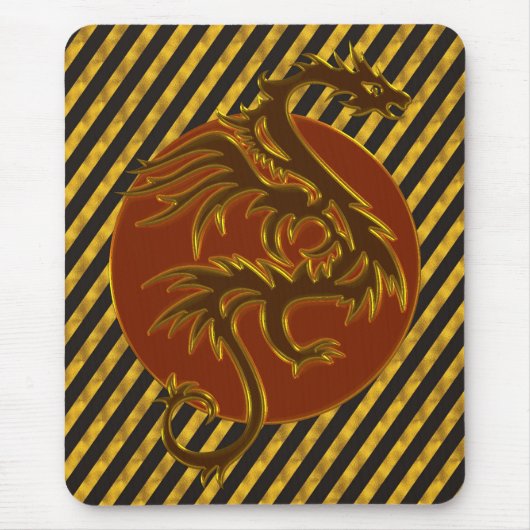 Golden Dragon Sun | Goldene Streifen Mousepad (Vorne)