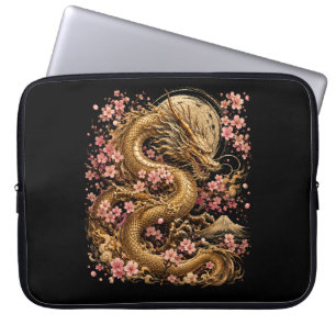 Golden Dragon und Sakura-Blüten-Ästhetik-Laptop Laptopschutzhülle