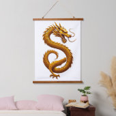 Golden Dragon Wandteppich Mit Holzrahmen (Schlafzimmer)