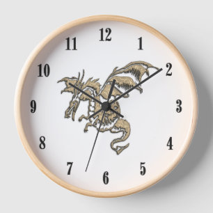 Golden Dragon White Face Black Numbers Uhr