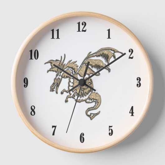 Golden Dragon White Face Black Numbers Uhr (Vorderseite)