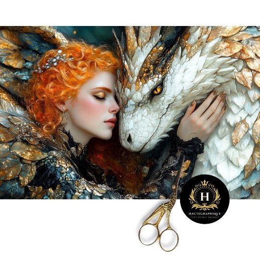 Golden Dragon Woman Fantasy Decoupage Seidenpapier