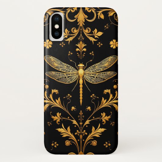 Golden Dragonfly Blumenornament Case-Mate iPhone Hülle (Rückseite)