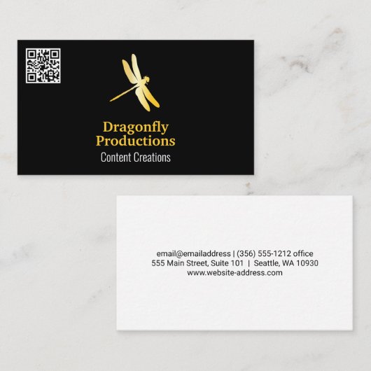 Golden Dragonfly Icon | QR-Code Visitenkarte (Vorne/Hinten)