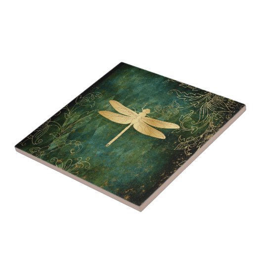 Golden Dragonfly Keramik Tile Fliese (Seite)