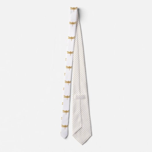 Golden Dragonfly Repeat Gold Metallic Foil Krawatte (Rückseite)