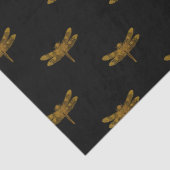 Golden Dragonfly Repeat Gold Metallic Foil Seidenpapier (Detail)