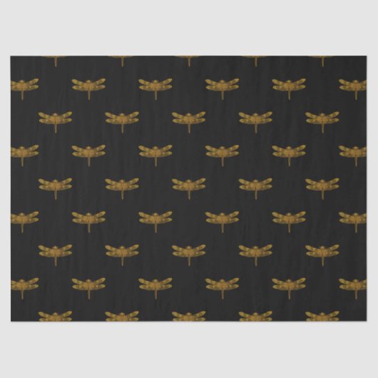 Golden Dragonfly Repeat Gold Metallic Foil Seidenpapier (Vorderseite)