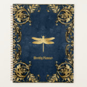 Golden Dragonfly Whimsical Undated Planner Planer (Vorderseite)