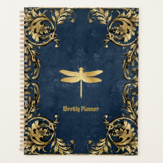 Golden Dragonfly Whimsical Undated Planner Planer