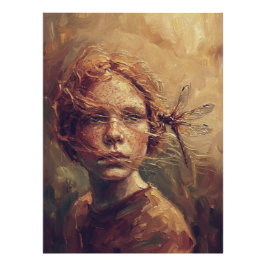 Golden Dragonfly Whisper – Warm Impressionist Oil  Fotodruck