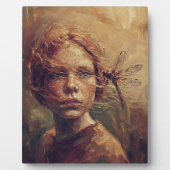 Golden Dragonfly Whisper – Warm Impressionist Oil Fotoplatte (Vorderseite)