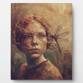 Golden Dragonfly Whisper – Warm Impressionist Oil Fotoplatte