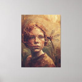 Golden Dragonfly Whisper – Warm Impressionist Oil Leinwanddruck