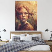 Golden Dragonfly Whisper – Warm Impressionist Oil Leinwanddruck (Insitu (Schlafzimmer))