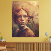 Golden Dragonfly Whisper – Warm Impressionist Oil Leinwanddruck (Insitu (Wohnzimmer))