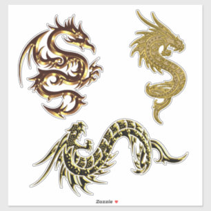 Golden Dragons Fantasy Art Aufkleber