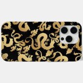 Golden Dragons Pattern Black BG Case-Mate iPhone Hülle (Rückseite (Horizontal))