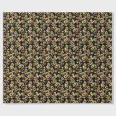 Golden Dragons Pattern Black BG Geschenkpapier (Flach)