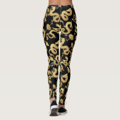 Golden Dragons Pattern Black BG Leggings (Rückseite)