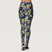 Golden Dragons Pattern D Blue BG Leggings (Rückseite)